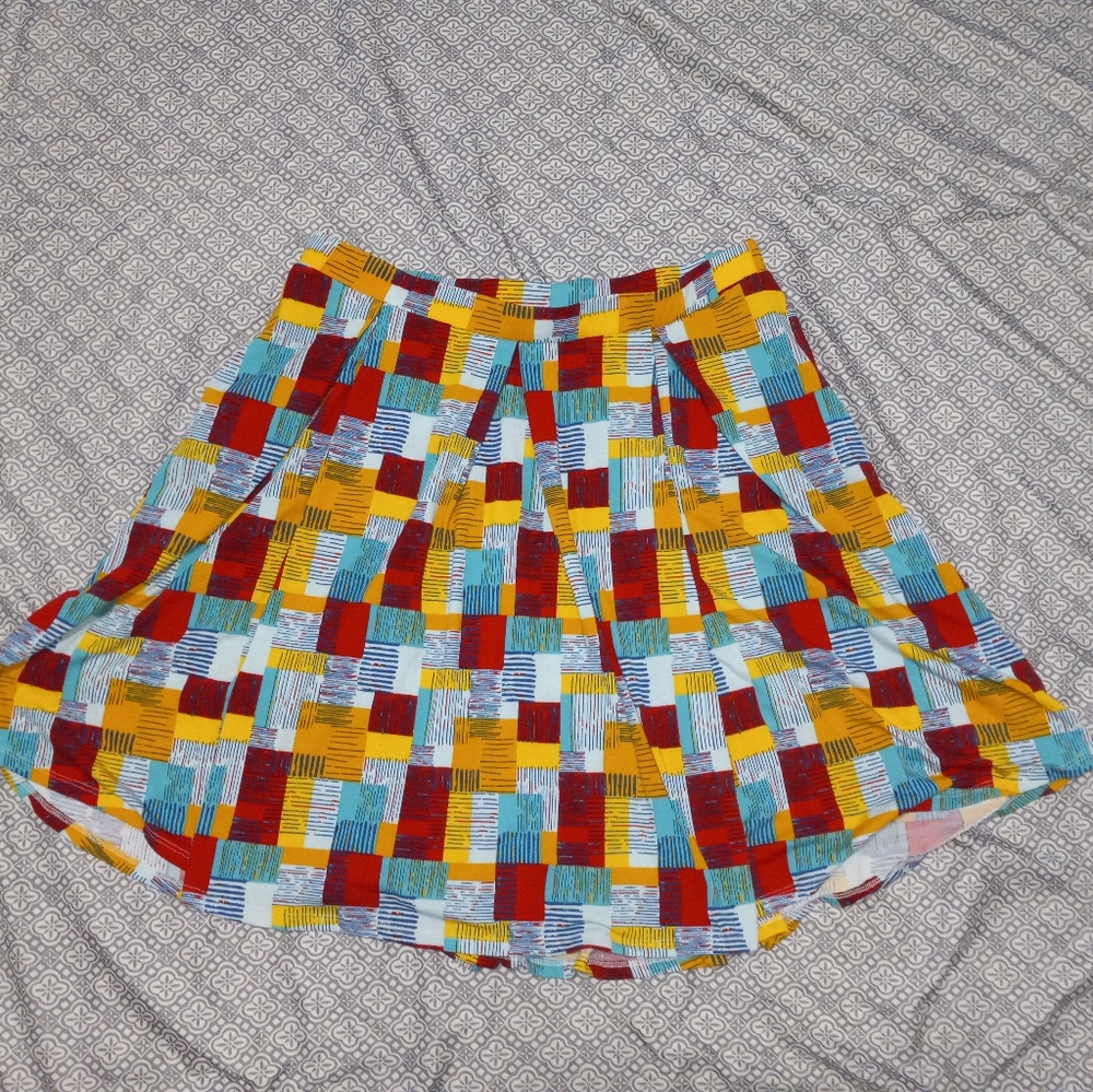 LuLaRoe Madison Color Block Skirt with Pockets